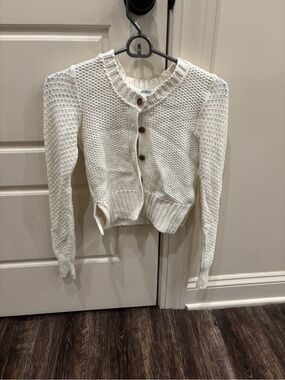 Kimchi Blue Cream Cropped Knit Button-Front Cardigan